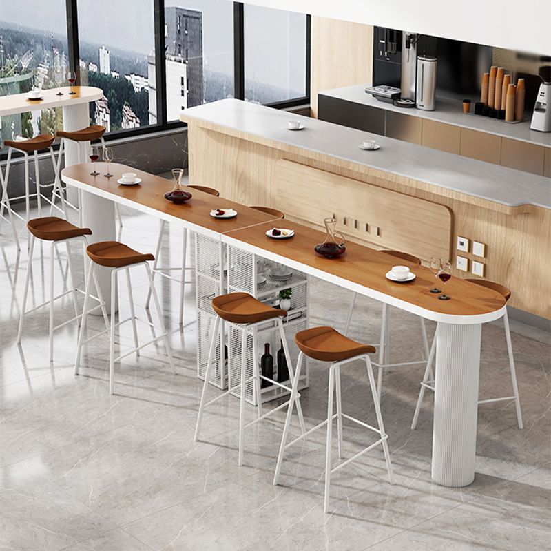Industrial Wood Indoor Pub Bar Table Iron Double Pedestal Bar Dining Table with 3-Shelf Clearhalo 'Bar Furniture' 'Bar Tables' 'bar_tables' 'furn' 'furn_bar_tables' 'Furniture' 'furniture_bar_tables' 'Kitchen & Dining Furniture' 1200x1200_5f586fb6-a20b-4c0a-9cd1-10ed29d16922