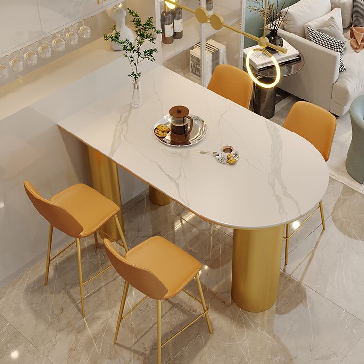 White Stone Top Counter-height Pub Table Contemporary Legs Bar Dining Table Clearhalo 'Bar Furniture' 'Bar Tables' 'bar_tables' 'furn' 'furn_bar_tables' 'Furniture' 'Kitchen & Dining Furniture' 1200x1200_5f59ee22-03b7-4e4a-8b09-916308f28f16