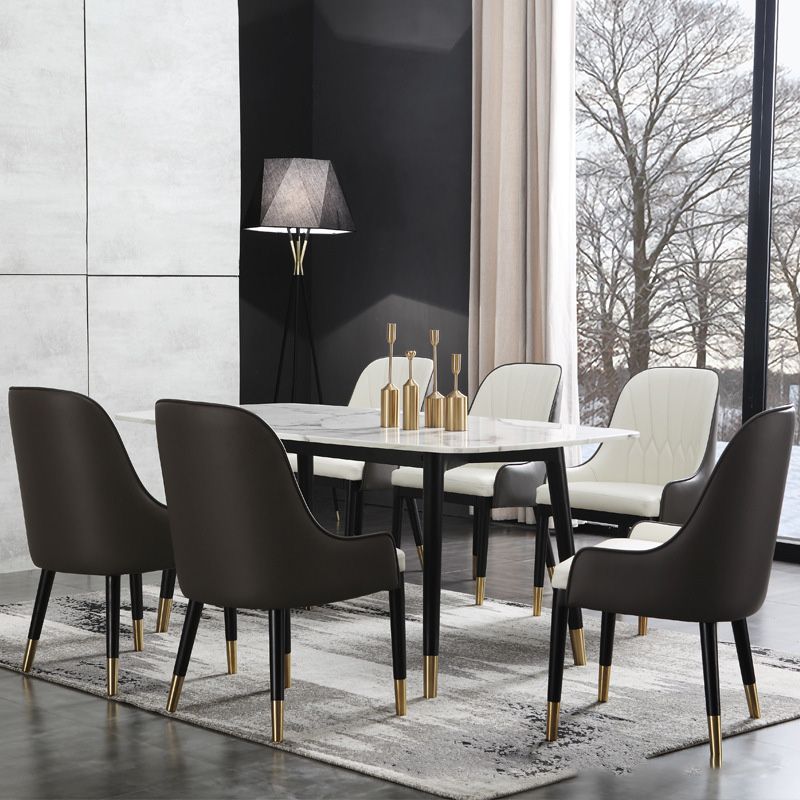 Chaises de salle à manger rembourrées industrielles chaise Parsons en jambes noires