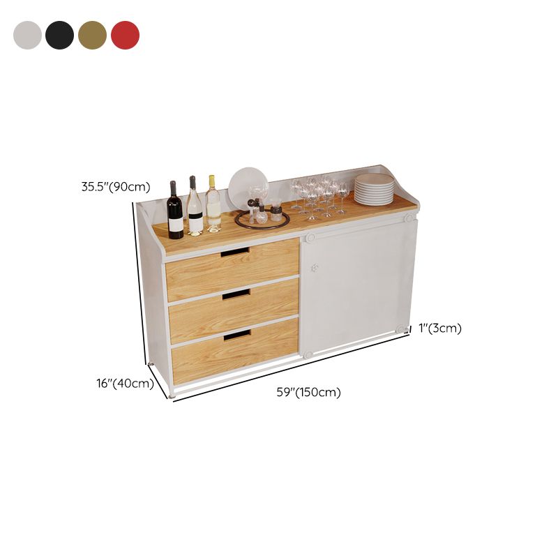 3 Lade Credenza Engineered Wood Board met schuifdeur met open opslag