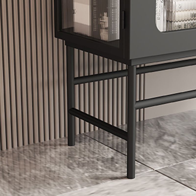 Aparador de cocina con puertas de vidrio Servidor de comedor glamoroso con marco de metal