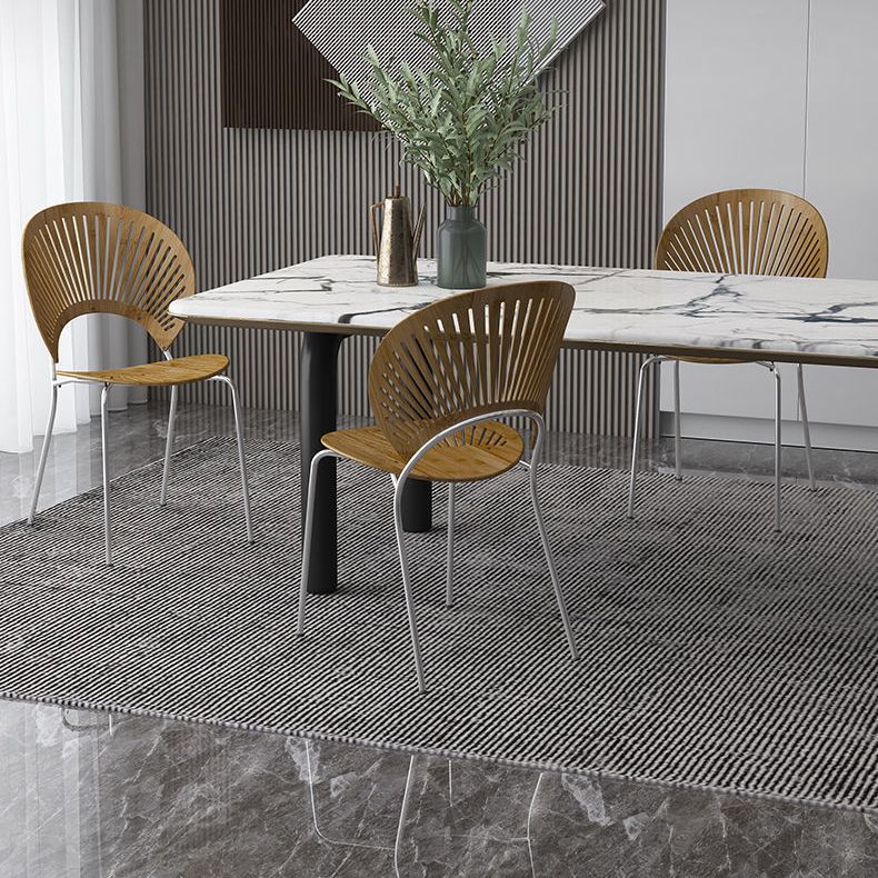 Sedie da pranzo a base di metallo in stile moderno sedia senza braccioli aperti