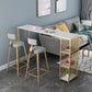 Glam Rectangle Faux Marble Bistro Table Iron Double Pedestal Bar Dining Table, Only Table Clearhalo 'Bar Furniture' 'Bar Tables' 'bar_tables' 'furn' 'furn_bar_tables' 'Furniture' 'furniture_bar_tables' 'Kitchen & Dining Furniture' 1200x1200_5f62e22e-299c-4dda-a8eb-af3f0548f6da