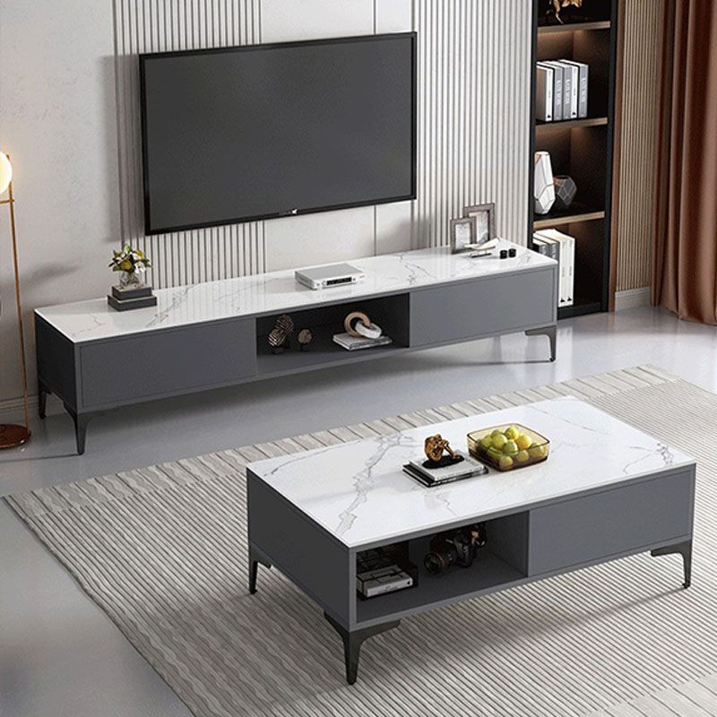 15.7" H Glam TV Cabinet Glass Top Media Console TV Stand with 2 Doors Clearhalo 'furn' 'furn_tv_stands_entertainment_centers' 'Furniture' 'Living Room Furniture' 'TV Stands & Entertainment Centers' 'TV Stands & Media Storage Furniture' 'tv_stands_entertainment_centers' 1200x1200_5f64e148-6224-4ae2-8c95-090070111e34