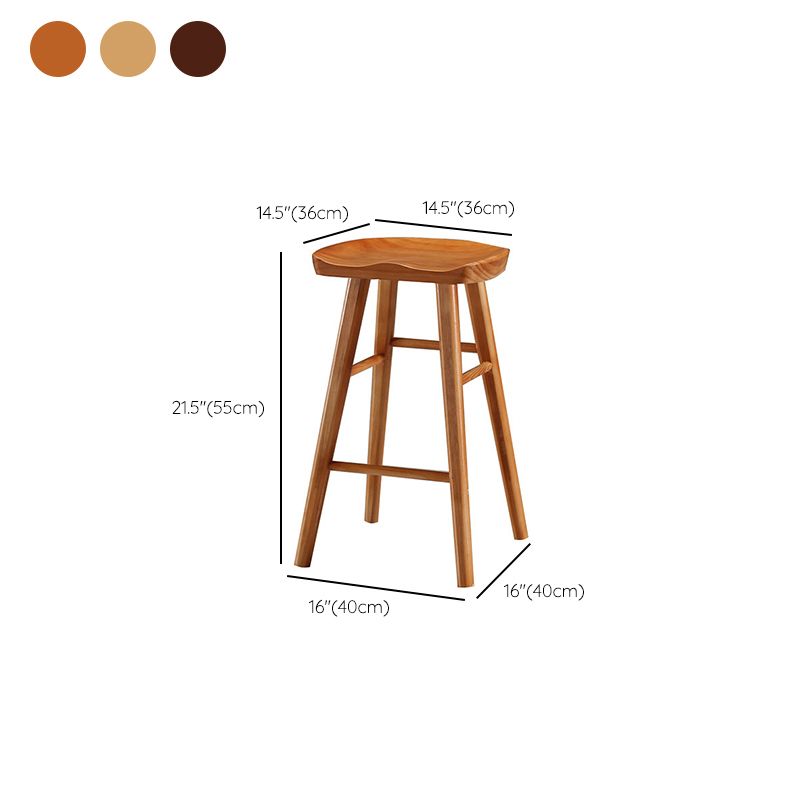 Industrial Armless Counter High Stool Solid Wood Backless Bistro Bar Stool with 4 Legs