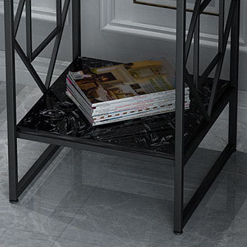 Modern Slate Corner Table Square Side End Table for Living Room