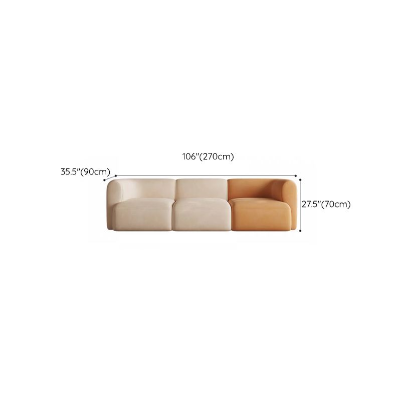 Minimalist 27.6-In H Sofa and Chaise Brown & Beige Sofa with One Side Arm Clearhalo 'furn' 'furn_sectionals' 'Furniture' 'Living Room Furniture' 'Sectionals' 1200x1200_5f660de4-b55d-4472-a9cf-3df9244080e6