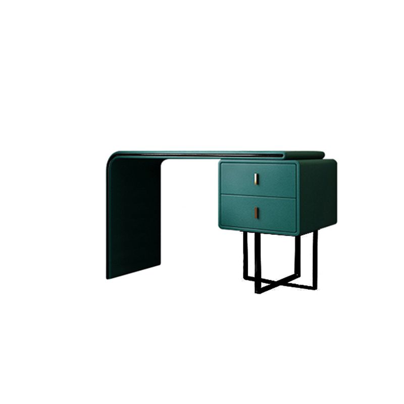 Table de casse-toi de maquillage de vanité en faux cuir avec tabouret et miroir - 39,37 "W