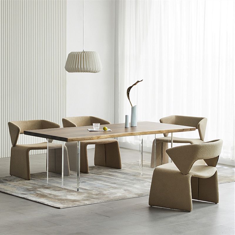 Tavolo da pranzo top in noce naturale moderna trasparenza tavolo da base acrilico
