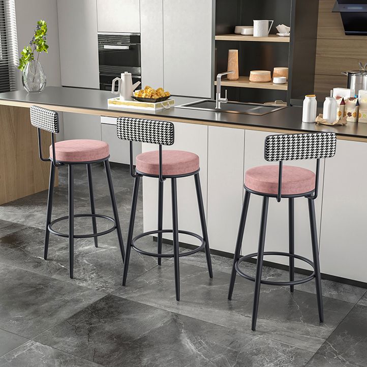 Modern Armless Backrest Counter Stool Iron Kitchen Bar Stool with Pedal and Cushion Clearhalo 'Bar Furniture' 'Bar Stools' 'bar_stools' 'furn' 'furn_bar_stools' 'Furniture' 'furniture_bar_stools' 'Kitchen & Dining Furniture' 1200x1200_5f69d175-6078-4afe-85b4-cb2ea41d60b1