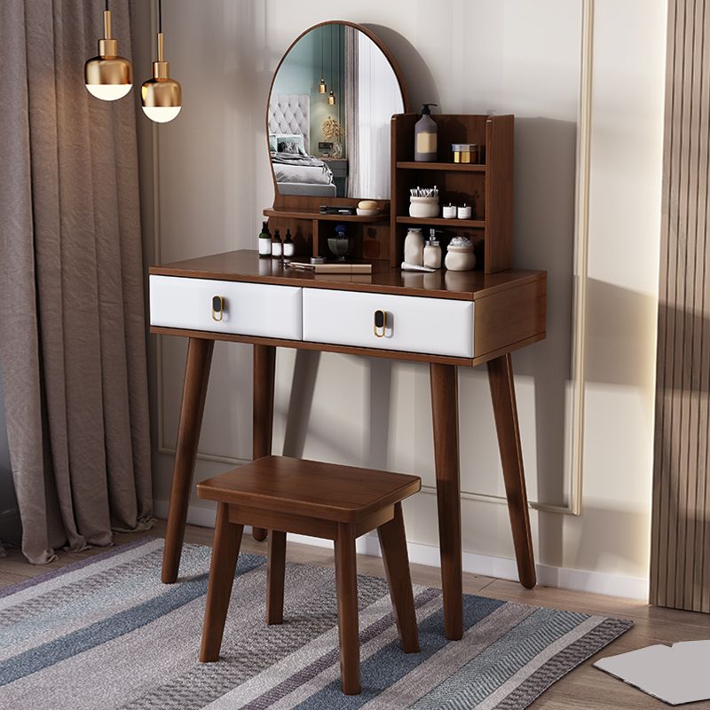 2-Drawers Mirror Table Dressing Table Solid Wood Make-up Vanity Clearhalo 'Bedroom Furniture' 'furn' 'furn_makeup_vanities' 'Furniture' 'Makeup Vanities' 'makeup_vanities' 1200x1200_5f6a8376-2ecf-41c7-bfaf-46353ae4d14b