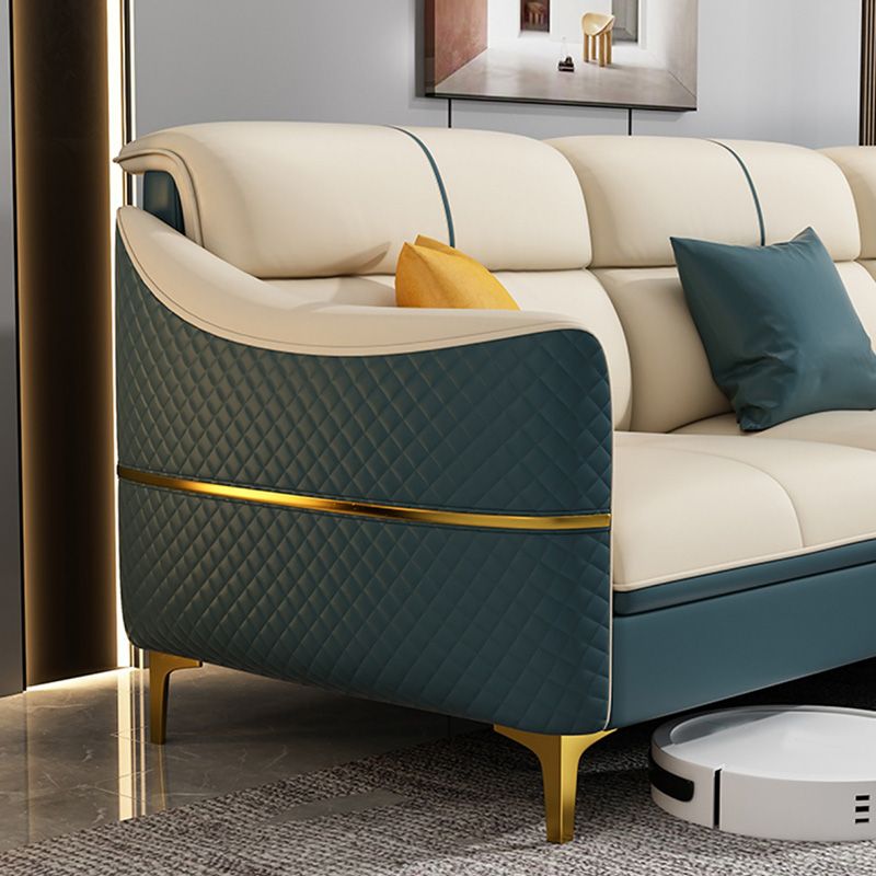 Glam 34,6 "breit beige Sofleder Leder Gold Standard Sitzplätze für Wohnzimmer