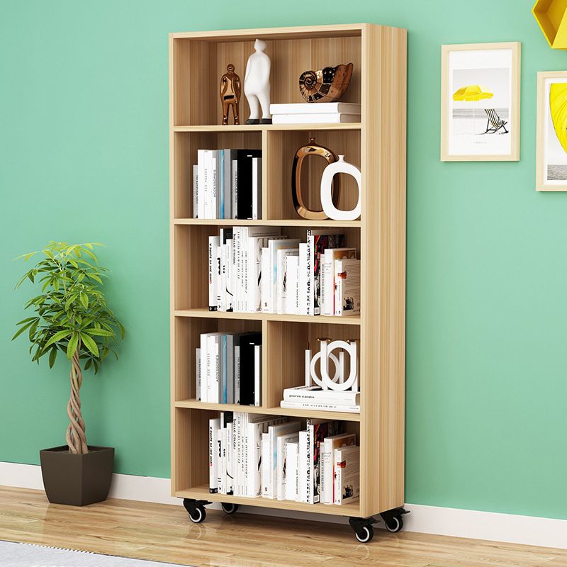 Contemporary Standard Bookcase Vertical Closed Back Bookshelf with Wheels Clearhalo 'Bookcases' 'furn' 'furn_bookcases' 'Furniture' 'Office Furniture' 1200x1200_5f6bd539-e6d9-45f1-9bc1-7ceef50ccbd1