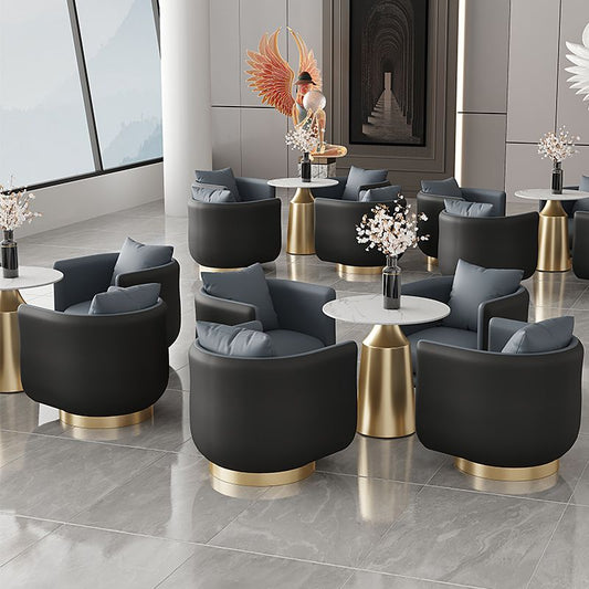 Faux Leather Barrel Chair 29.52" Wide Arms Included Barrel Accent Chair