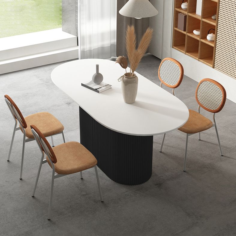 Oval White Tone Dining Table Luxury Pedestal Table for Dining Room Clearhalo ' dining_table' 'Dining Tables & Seating' 'Dining Tables' 'furn' 'furn_dining_table' 'Furniture' 'furniture_dining_table' 'Kitchen & Dining Furniture' 'kitchen&dining_furn' 'kitchen' 'kitchen_dining_table' 1200x1200_5f6da8e9-15cd-45e7-b688-7d8428995462
