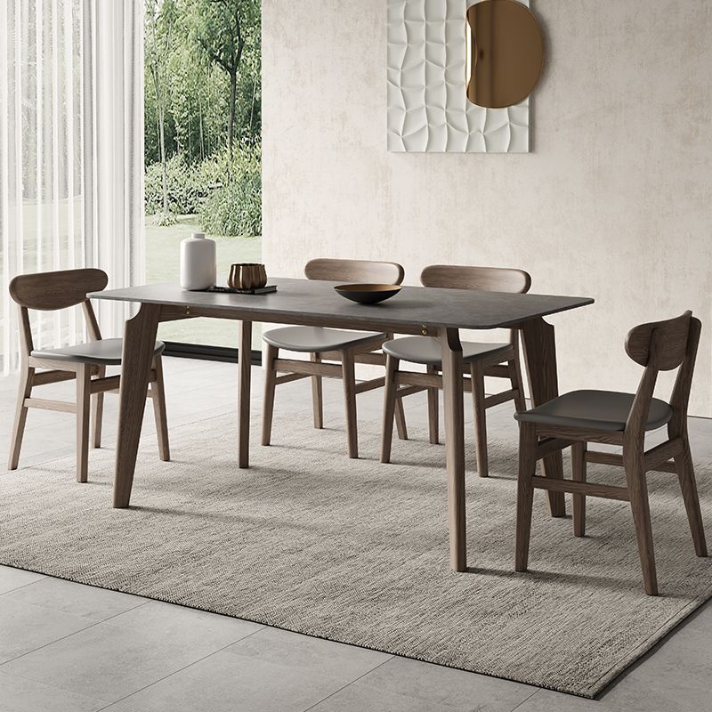 Moderne eetset 1/3/4/5/6 stuks houten eettafel met armloze stoel