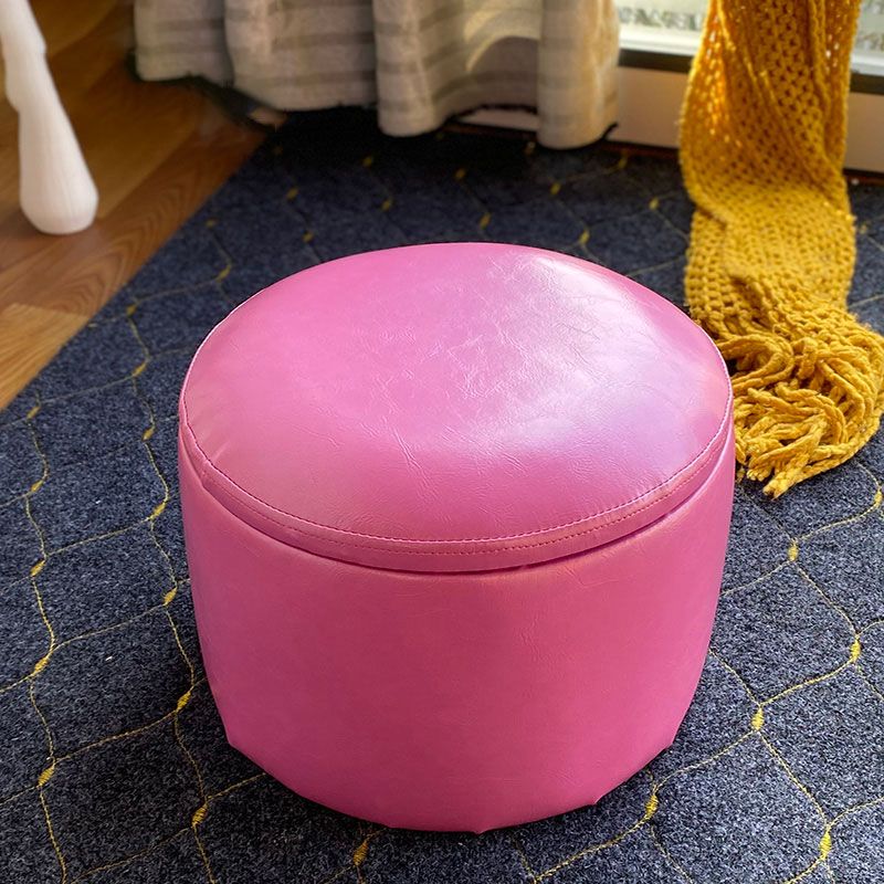 Faux Leather Ottoman Plain Round Stain Resistant Pouf Ottoman with Storage Clearhalo 'furn' 'furn_ottomans_poufs' 'Furniture' 'Living Room Furniture' 'Ottomans & Poufs' 'ottomans_poufs' 1200x1200_5f6ea364-7c23-413b-bd64-8bcc7a5a1429
