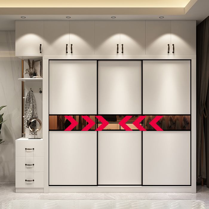 Engineered Wood Wardrobe Cabinet White Modern Wardrobe with Drawer Clearhalo 'Armoires & Wardrobes' 'armoires_wardrobes' 'Bedroom Furniture' 'furn' 'furn_armoires_wardrobes' 'Furniture' 1200x1200_5f6efd60-4ecc-4862-8e49-3aebf81482a6