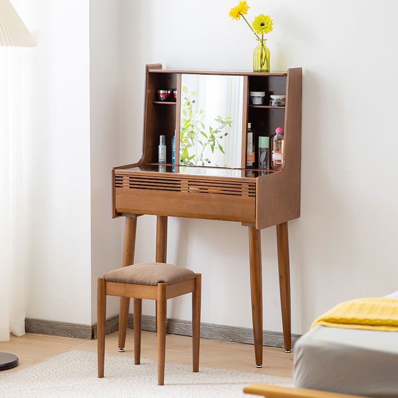 Modern Drawer Dressing Table Solid Wood Dresser Mirrored Vanity in Brone Clearhalo 'Bedroom Furniture' 'furn' 'furn_makeup_vanities' 'Furniture' 'Makeup Vanities' 'makeup_vanities' 1200x1200_5f702fce-72c5-4d35-a424-ae96b510f32e