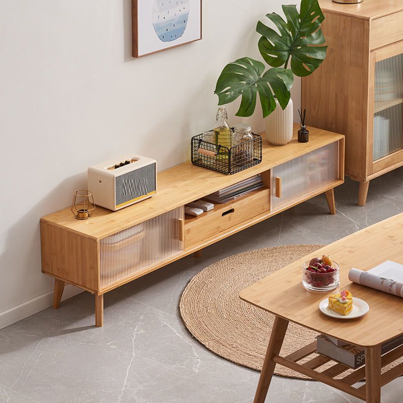 Consola escandinava para TV, consola multimedia de madera, soporte para TV con patas