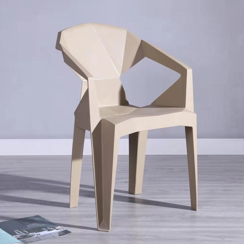 Home Contemporary Arm Chair Solid Back Plastic Stackable Dining Room Chair Clearhalo ' kitchen&dining_furn' 'Dining Chairs' 'Dining Tables & Seating' 'dining_chair' 'furn' 'furn_dining_chair' 'Furniture' 'furniture_dining_chair' 'Kitchen & Dining Furniture' 'kitchen' 1200x1200_5f7487d7-c1a8-4343-bc01-5cd90f38dcb3