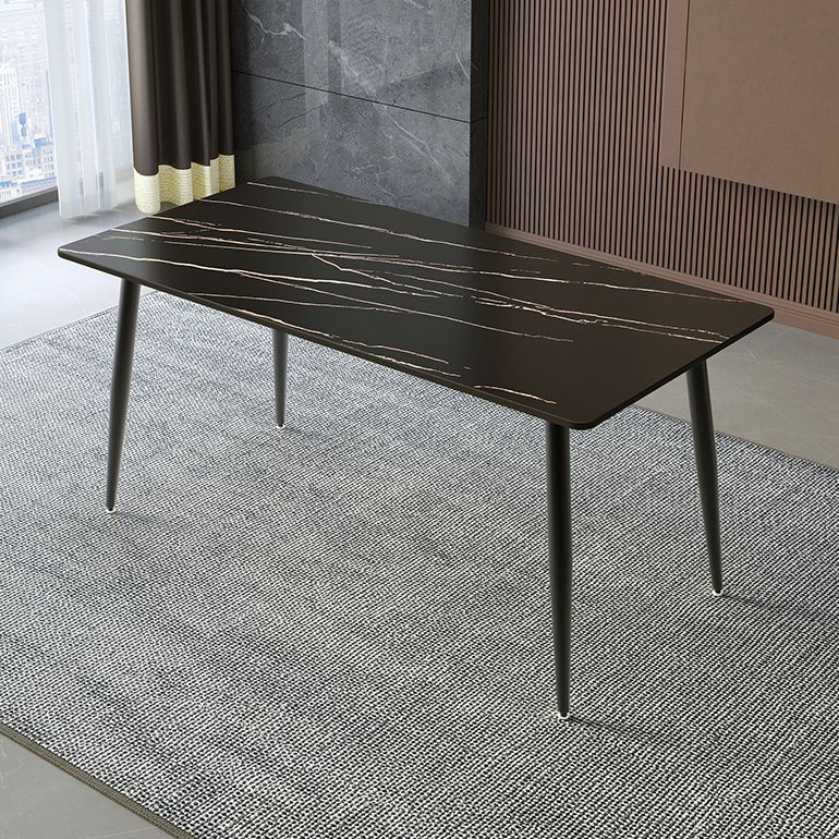 Industrial Style Sintered Stone Scratch Resistant Dining Table 4 Legs Base Table for Home Clearhalo ' dining_table' 'Dining Tables & Seating' 'Dining Tables' 'furn' 'furn_dining_table' 'Furniture' 'furniture_dining_table' 'Kitchen & Dining Furniture' 'kitchen&dining_furn' 'kitchen' 'kitchen_dining_table' 1200x1200_5f7657a9-363b-4a33-90c5-21913722a965