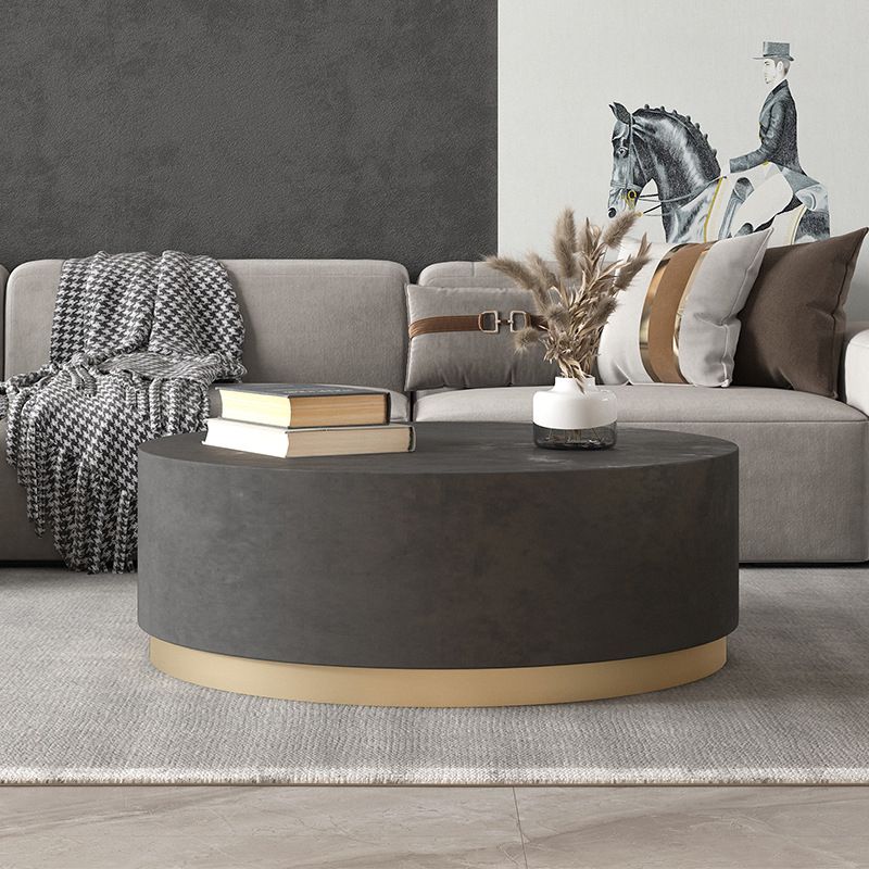Mid-Century Modern Coffee Table Round Drum Coffee Table in Grey