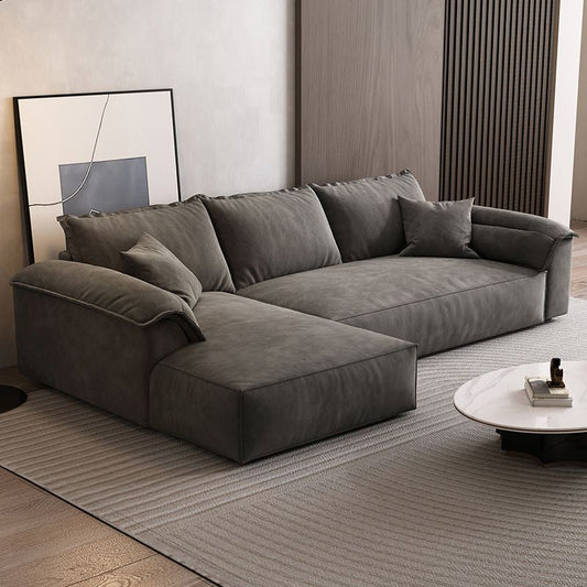 35 "h divano sezionale contemporaneo cuscino in pelle grigia sezionale