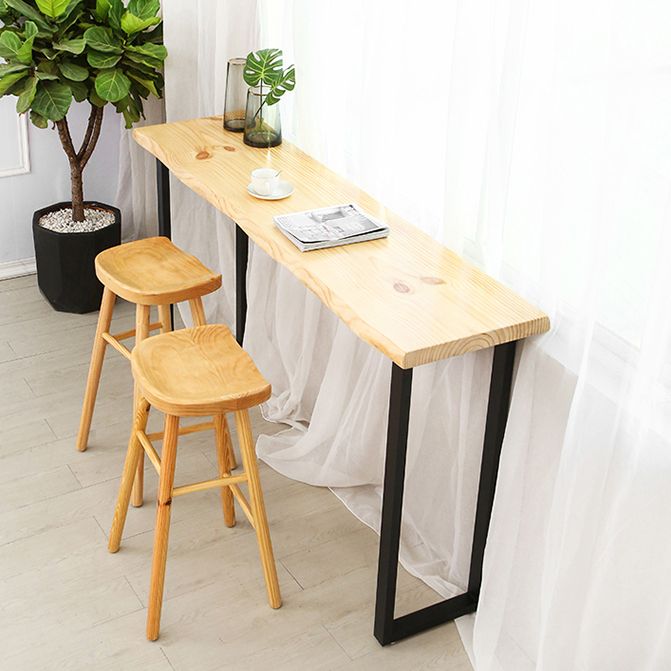 Modern Rectangle Bar Dining Table Wood Sled Bar Height Pub Table with Iron Base Clearhalo 'Bar Furniture' 'Bar Tables' 'bar_tables' 'furn' 'furn_bar_tables' 'Furniture' 'furniture_bar_tables' 'Kitchen & Dining Furniture' 1200x1200_5f7cd984-097e-4075-83d3-de875991c49e