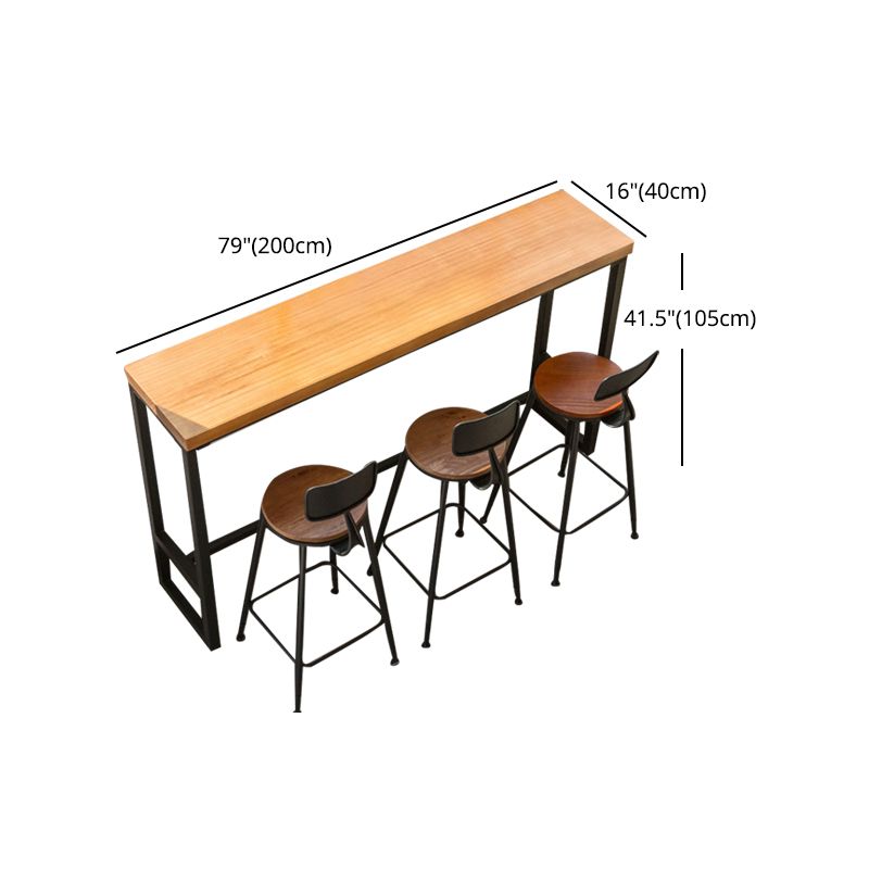 Industrial Bar Dining Table Pine Wood Bar Dining Table with Trestle Base in Black Clearhalo 'Bar Furniture' 'Bar Tables' 'bar_tables' 'furn' 'furn_bar_tables' 'Furniture' 'furniture_bar_tables' 'Kitchen & Dining Furniture' 1200x1200_5f811d2f-7a00-4491-83c5-ec0324e6b2b4