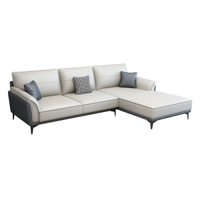 Pain en cuir en cuir canapé sectionnel canapé à bras évasé et chaise