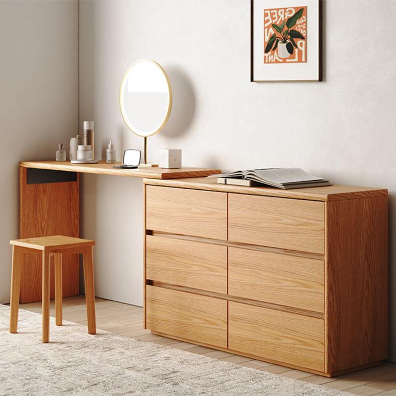 Roble contemporáneo con cajón para el dormitorio de espejo natural.