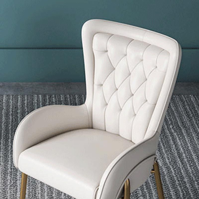 Glam Upholstered Chair Leather Arm Dining Chair with Gold Legs Clearhalo 'Dining Chairs' 'Dining Tables & Seating' 'dining_chair' 'furn' 'furn_dining_chair' 'Furniture' 'Kitchen & Dining Furniture' 1200x1200_5f846d51-ead1-4050-ab2b-0c113f859c28