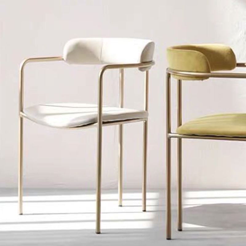 Fabric Glam Style Arm Chair Open Back Dining Chair for Dining Room Clearhalo 'Dining Chairs' 'Dining Tables & Seating' 'dining_chair' 'furn' 'furn_dining_chair' 'Furniture' 'furniture_dining_chair' 'Kitchen & Dining Furniture' 1200x1200_5f88035b-c3af-469c-9726-f04a9cdd18e3