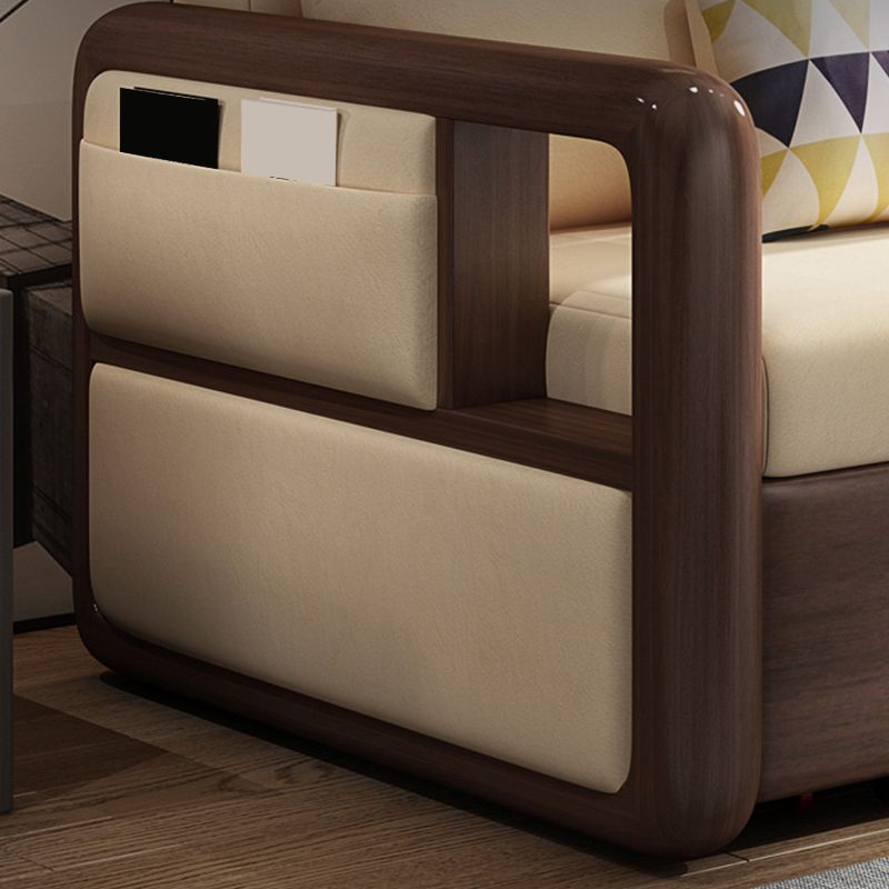 Modernism Brown Fabric Sofa Bed Solid Wood Sofa with Storage Clearhalo 'furn' 'furn_sofas' 'Furniture' 'Living Room Furniture' 'Sofa' 'sofas' 1200x1200_5f891928-9656-45f6-9c61-42b3663678a4