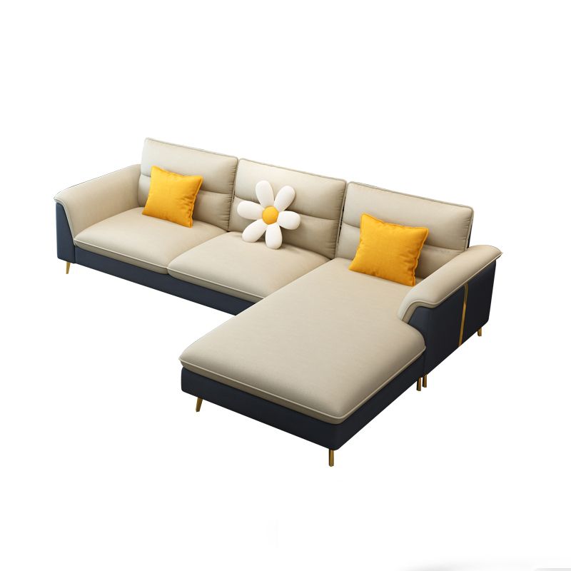 Modern Faux Leather Square Arm Sofa with Bolster Pillows for Living Room Clearhalo 'furn' 'furn_sectionals' 'Furniture' 'furniture_sectionals' 'kitchen' 'kitchen_sectionals' 'Living Room Furniture' 'Sectionals' 1200x1200_5f892086-1880-48e6-8c6d-fceb88266921