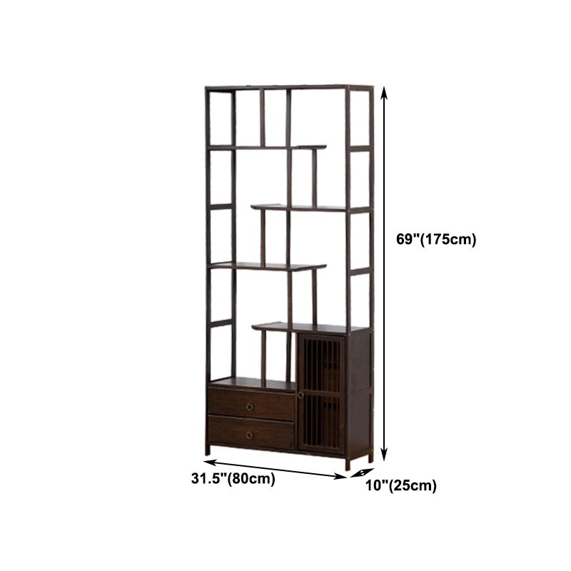 Espresso Shelf Bookcase with Doors Open Back Bookshelf for Office