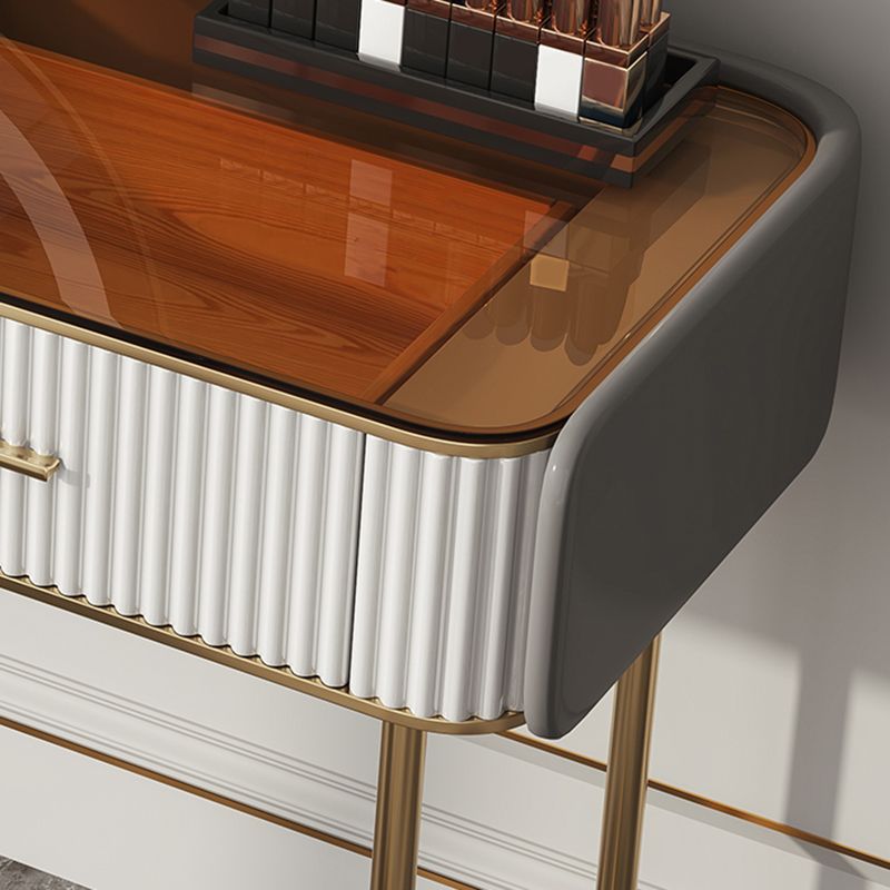 Glam Glass Top ijdelheid make -uptafel ontlasting ingesteld met opbergladen