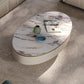 Slate Oval Coffee Table Glam Single Coffee Table with 2 Drawers
