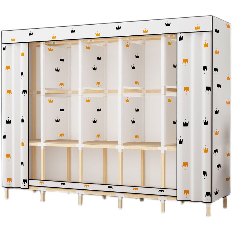 Contemporary Style Wardrobe Solid Wood Wardrobe Closet with Garment Rod