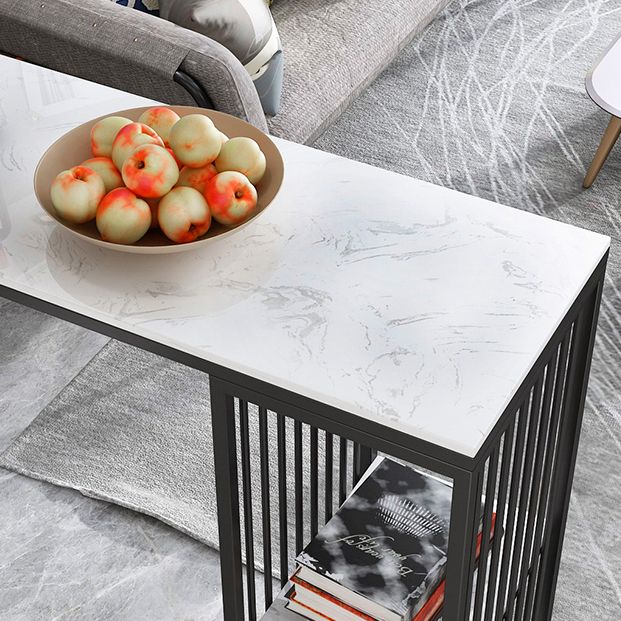 1/3 piezas Moderna mesa de barra de hierro Rectángulo Bistro de mármol blanco de imitación con estante