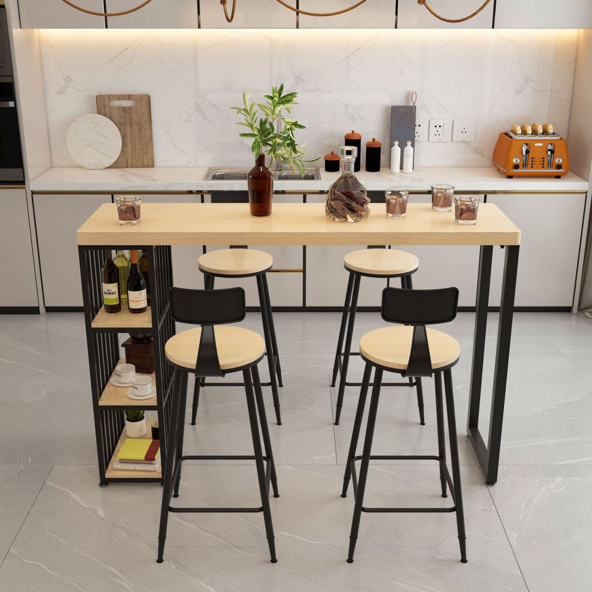 1/2/3/5 Pieces Bar Table and Stools Modern Bar Stool and Table Set Clearhalo 'Bar Furniture' 'furn' 'furn_home_bar_bar_sets' 'Furniture' 'Home Bars & Bar Sets' 'home_bar_bar_sets' 'Kitchen & Dining Furniture' 1200x1200_5f8c6f8c-b58a-4d51-95b8-c27019a4809b