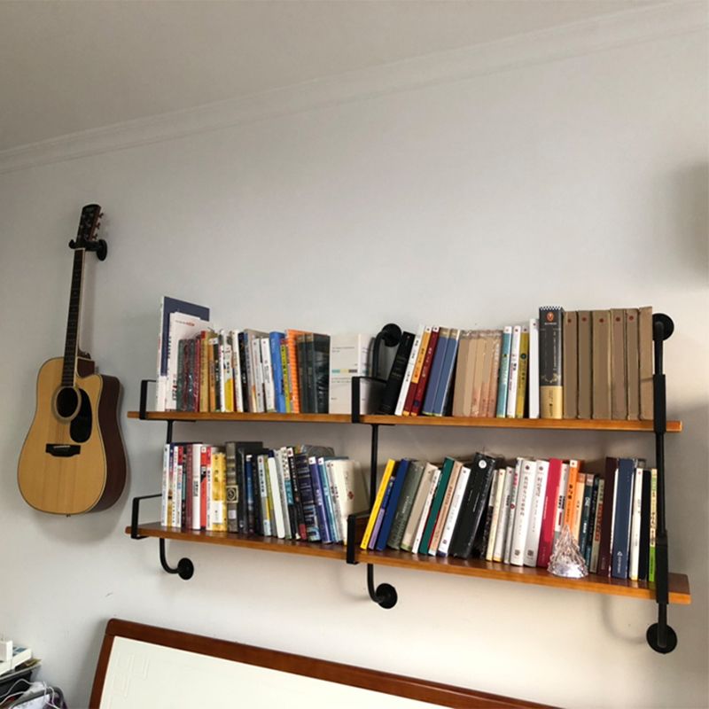 Modern Wall Mounted Bookcase Wood Natural Bookshelf with Shelves