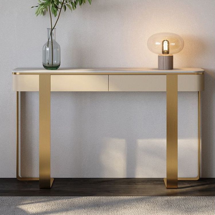 Tavolo da console glam largo 14 pollici tavolo di accento in marmo mela luna