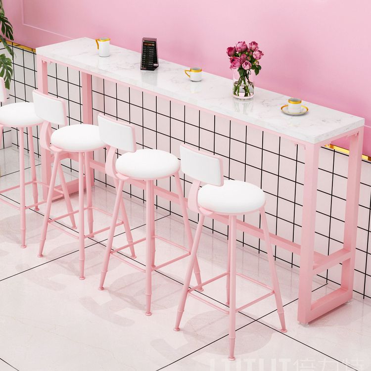 Modern Pink Rectangle Counter-height Pub Table Coffee Shop Footrest Pub Bar Table Clearhalo 'Bar Furniture' 'Bar Tables' 'bar_tables' 'furn' 'furn_bar_tables' 'Furniture' 'furniture_bar_tables' 'Kitchen & Dining Furniture' 'kitchen&dining_furn' 'kitchen' 1200x1200_5f9432c3-74c1-4771-a725-322eccfd07d6