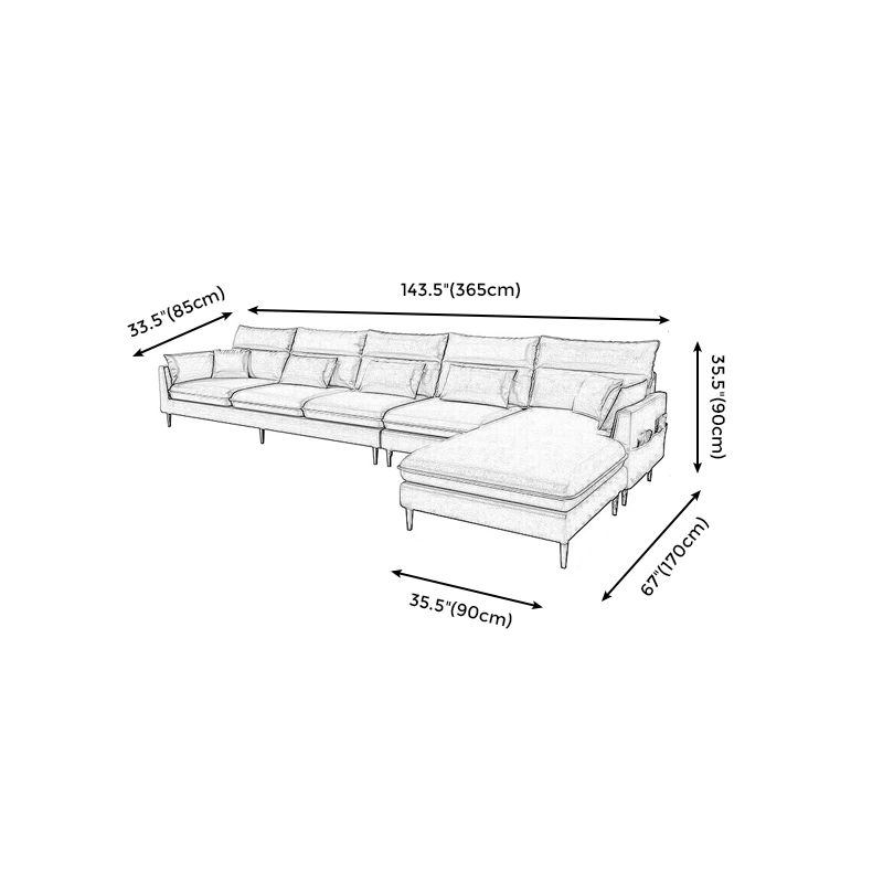 Faux Leather Square Arm Sectional with Pillowed Back Cushions, Stain Resistan Clearhalo 'furn' 'furn_sectionals' 'Furniture' 'furniture_sectionals' 'Living Room Furniture' 'Sectionals' 1200x1200_5f949dd2-d716-411f-8b82-4b872826f8ba