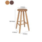 Modern Round Counter Bar Stool Wood Backless Bar Stool with Footrest