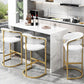 Glam Restaurant Leather Stool Matte Finish Metal Footrest Barstool