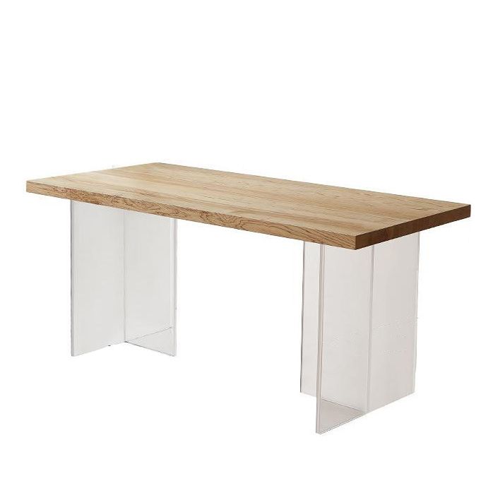 Modern Rectangle Dining Table Wood Table with Acrylic Legs for Kitchen Clearhalo 'Dining Tables & Seating' 'Dining Tables' 'dining_table' 'furn' 'furn_dining_table' 'Furniture' 'Kitchen & Dining Furniture' 1200x1200_5f95ed6c-3df5-4c0b-97df-0505ead830ad
