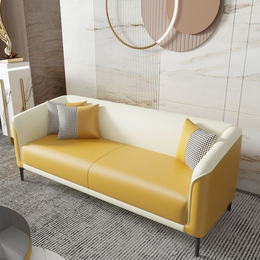 Contemporary Faux Leather Tight Back Flared Arm Living Room Seating